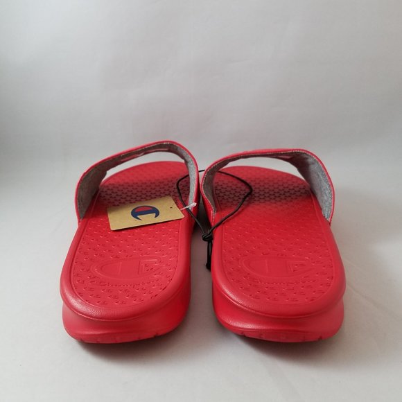 NEW Men's Sz 12 Split Script Super Slides Red - Picture 4 of 9